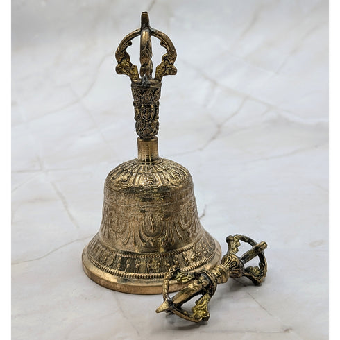 Antique golden tibetan bell & dorje set